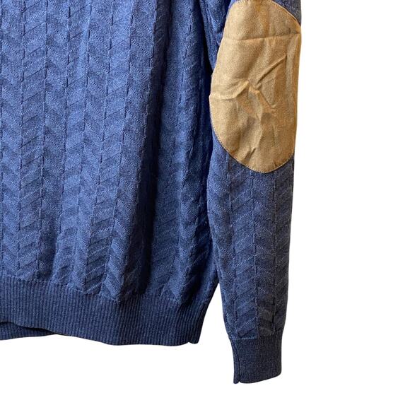 Tasso Elba Moonlite Blue Chevron Knit Crewneck Sweater Mens  XL Cotton New GIFT - Picture 6 of 9